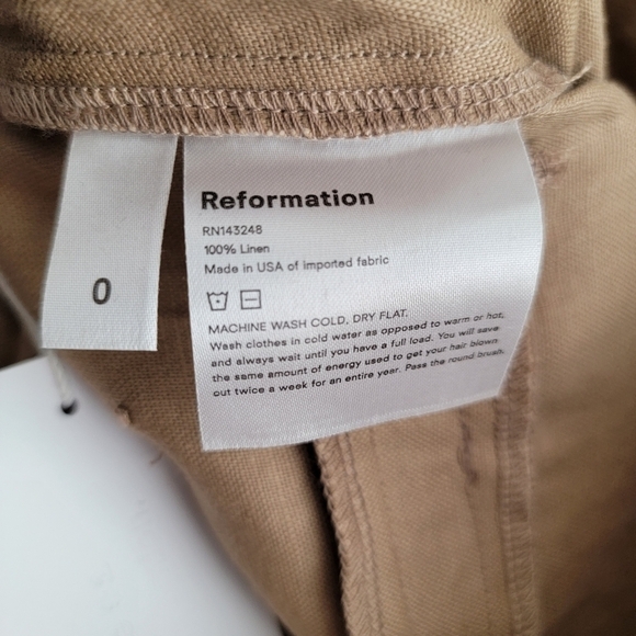 Reformation Norman Pant in Khaki size 0 NWT - Picture 4 of 7